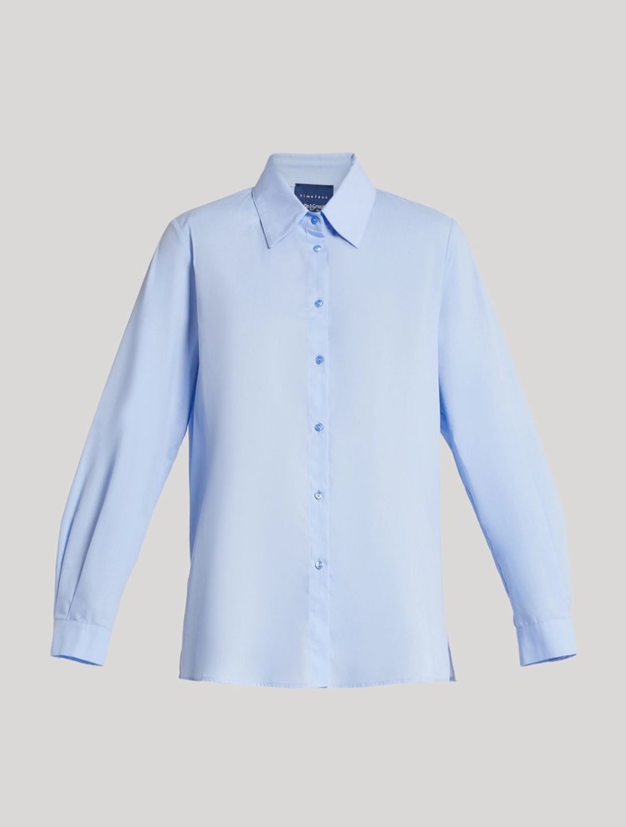 Abbigliamento Marina Rinaldi | Camicia In Popeline Di Cotone Sci Blu