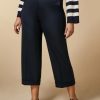 Abbigliamento Marina Rinaldi | Pantaloni In Gabardine Di Lana Tecnica Marina Scuro