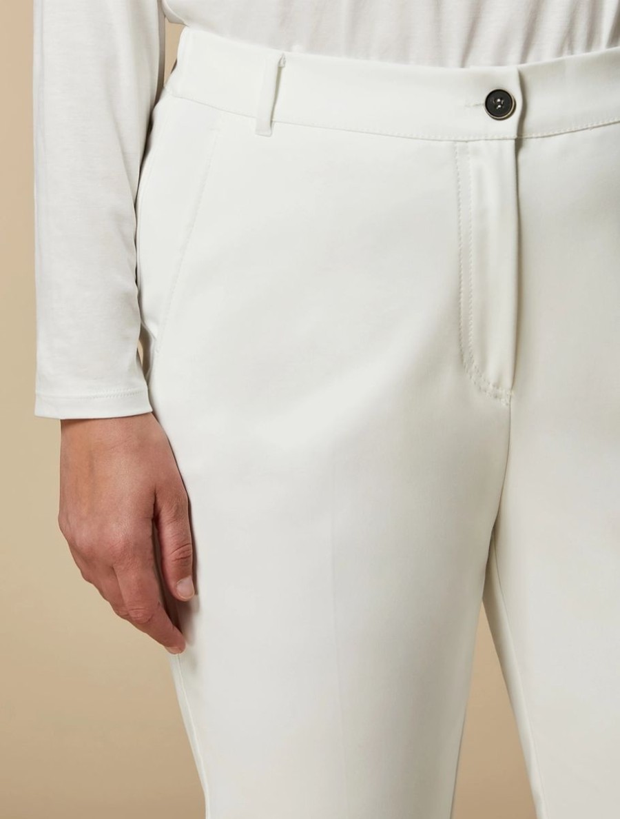 Abbigliamento Marina Rinaldi | Pantaloni Tecnici In Misto Cotone Bianco