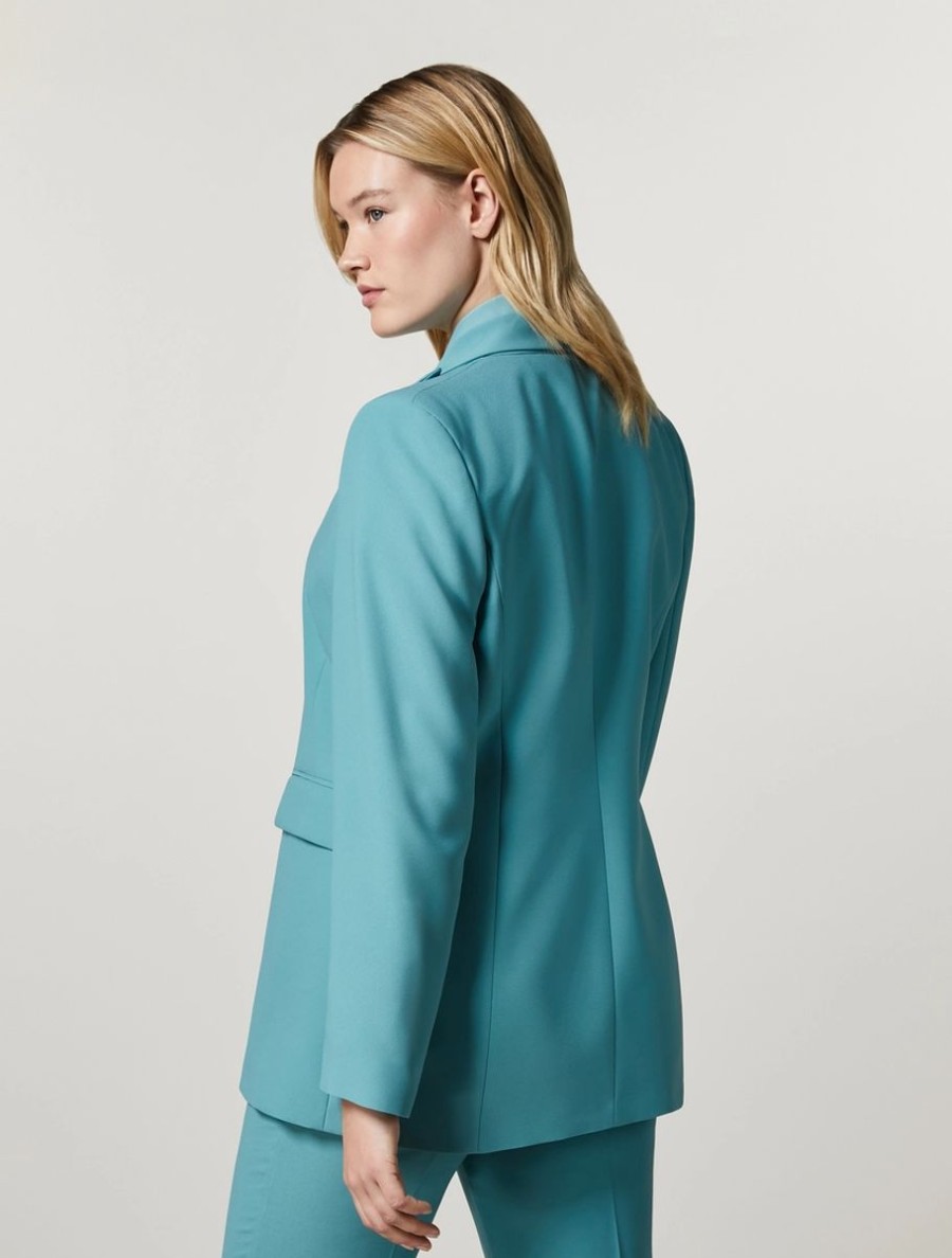 Abbigliamento Marina Rinaldi | Blazer In Crepe Envers Satin Sci Blu