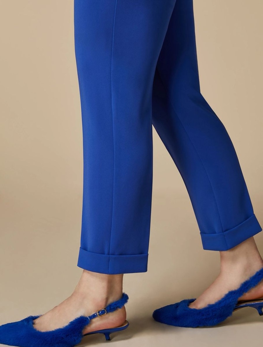 Abbigliamento Marina Rinaldi | Pantaloni Slim In Triacetato Blu Cina