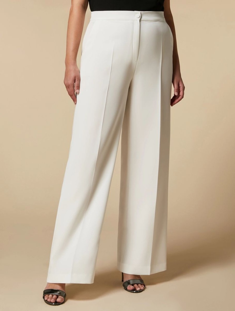 Abbigliamento Marina Rinaldi | Pantaloni Ampi In Triacetato Bianco