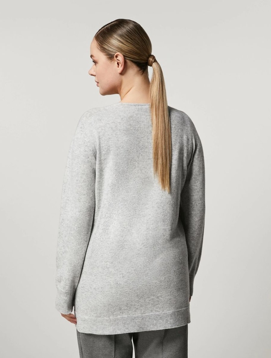 Abbigliamento Marina Rinaldi | Maglia In Lana E Cashmere Grigio Chiaro