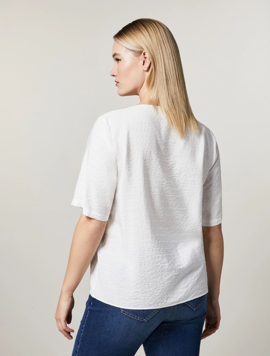 Abbigliamento Marina Rinaldi | Top Fluido In Jacquard Bianco