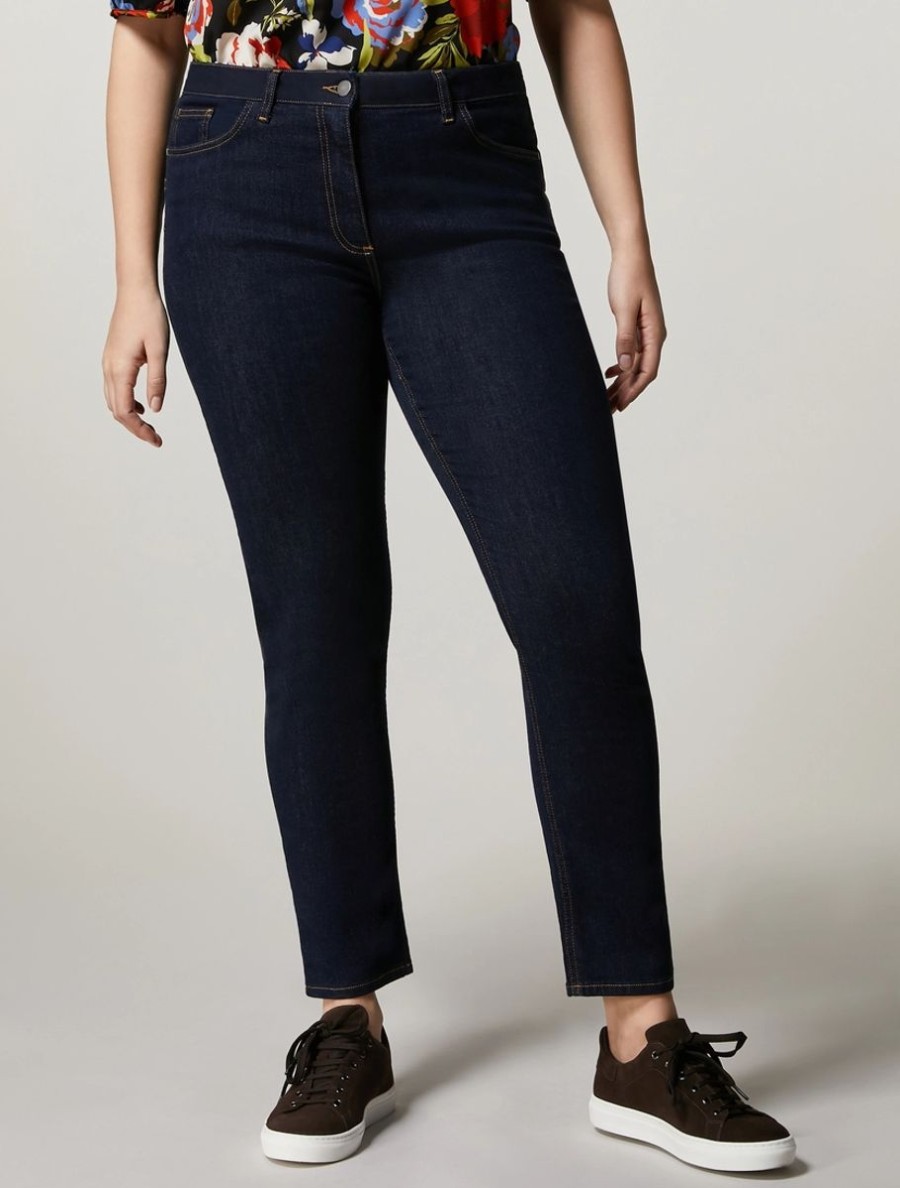 Abbigliamento Marina Rinaldi | Pantaloni In Denim Di Cotone Marina Scuro