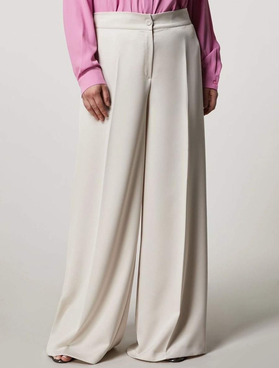 Abbigliamento Marina Rinaldi | Pantaloni In Crepe Envers Satin Beige Scuro