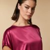 Abbigliamento Marina Rinaldi | T-Shirt In Jersey Di Raso E Crepe Fucsia