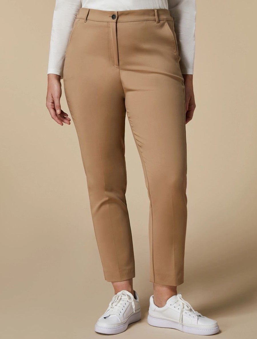 Abbigliamento Marina Rinaldi | Pantaloni Tecnici In Misto Cotone Cammello