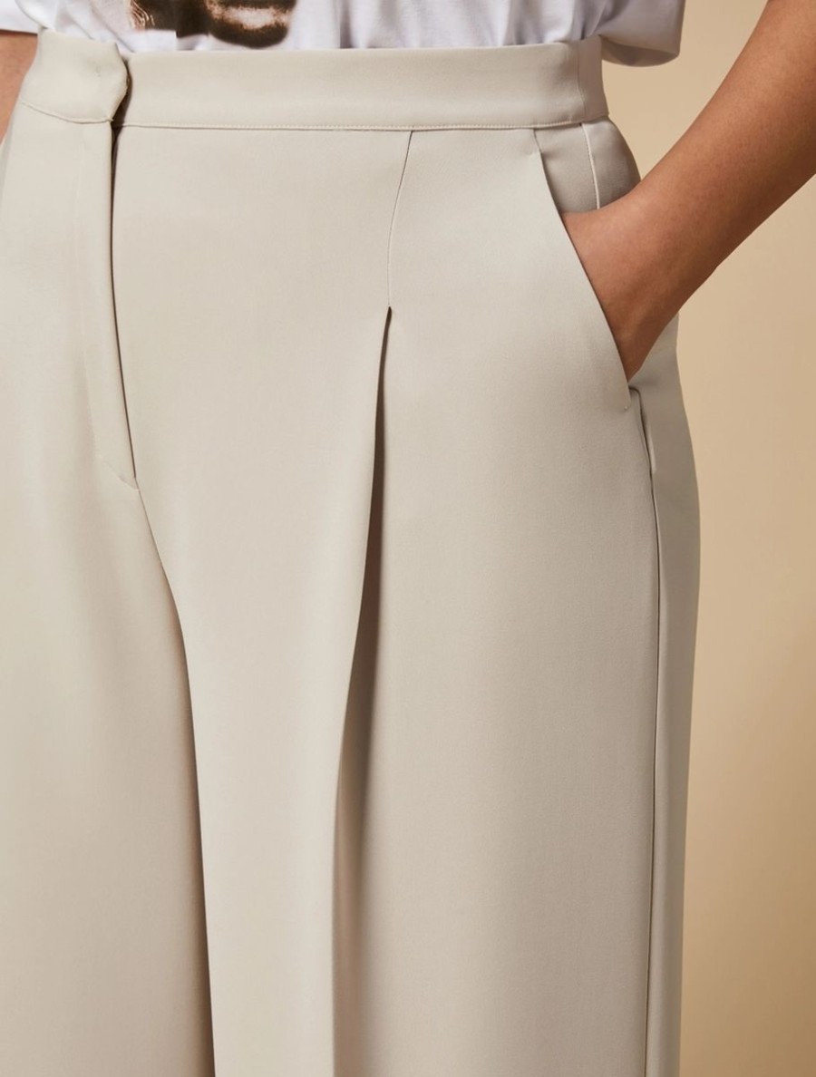 Abbigliamento Marina Rinaldi | Pantaloni Palazzo In Triacetato Beige