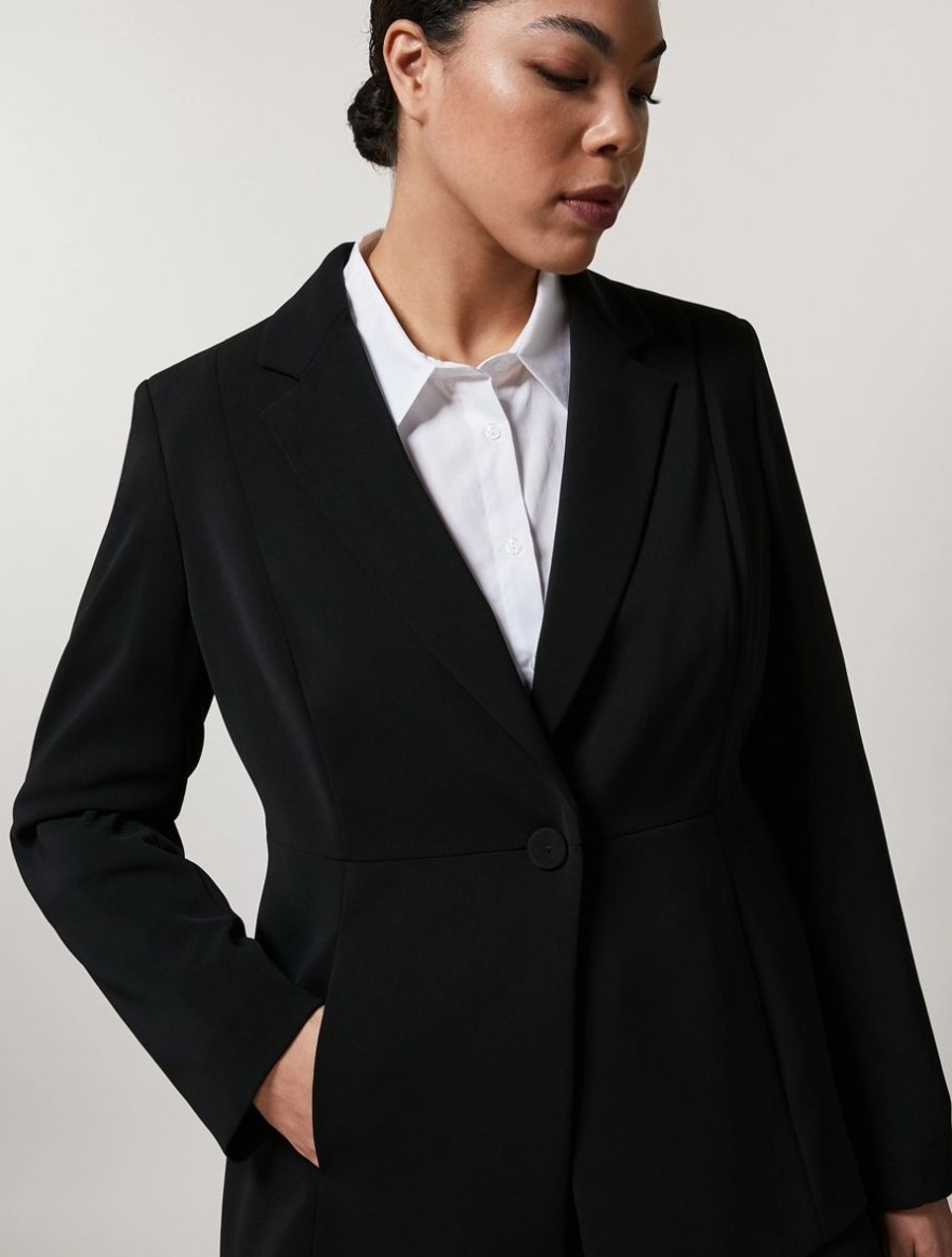 Abbigliamento Marina Rinaldi | Blazer In Tessuto Fluido Stretch Nero