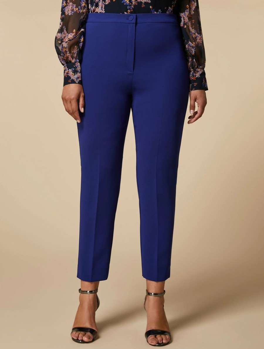 Abbigliamento Marina Rinaldi | Pantaloni Slim In Triacetato Blu Fiordaliso