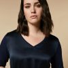 Abbigliamento Marina Rinaldi | T-Shirt In Seta E Jersey Blu Fiordaliso