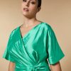 Abbigliamento Marina Rinaldi | Abito In Taffeta Shantung Di Seta Verde