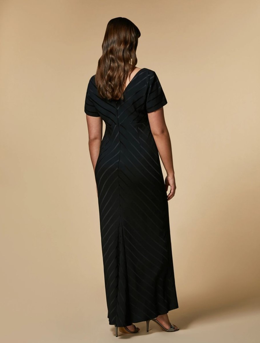 Abbigliamento Marina Rinaldi | Abito In Crepe Jacquard Nero