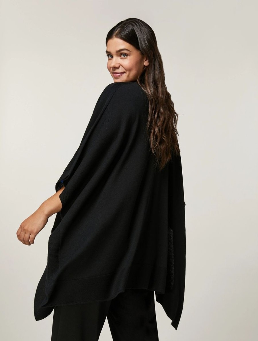 Abbigliamento Marina Rinaldi | Poncho In Misto Lana Merino Nero