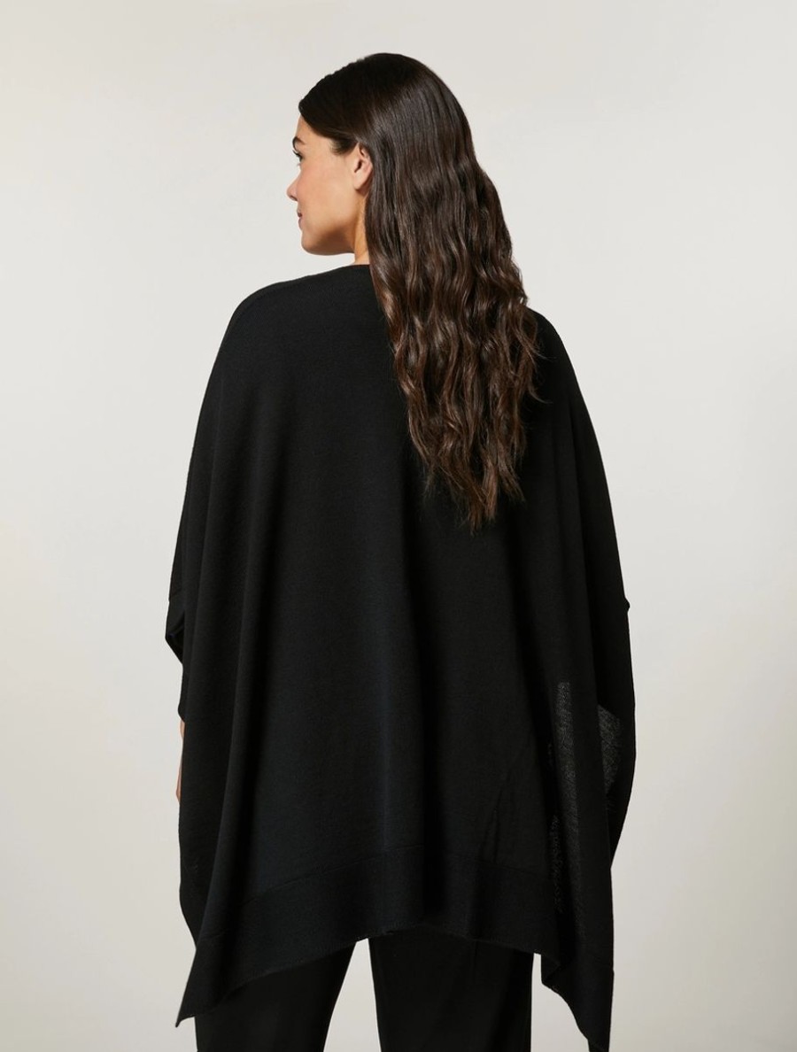 Abbigliamento Marina Rinaldi | Poncho In Misto Lana Merino Nero