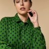 Abbigliamento Marina Rinaldi | Camicia In Crepe De Chine Stampata Verde