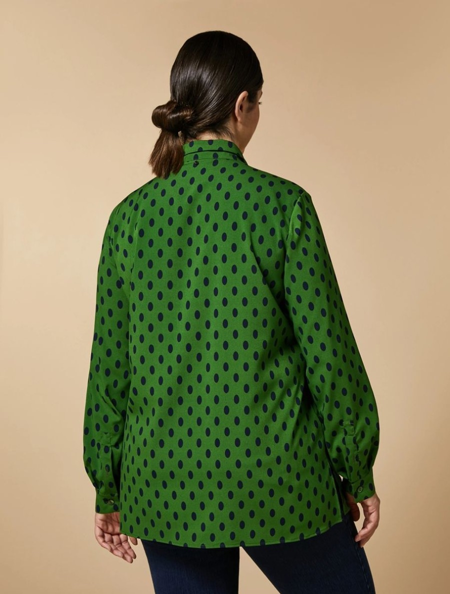 Abbigliamento Marina Rinaldi | Camicia In Crepe De Chine Stampata Verde