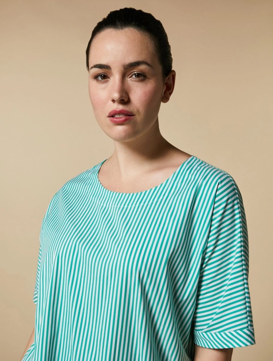 Abbigliamento Marina Rinaldi | Blusa In Misto Cotone Verde Pastello