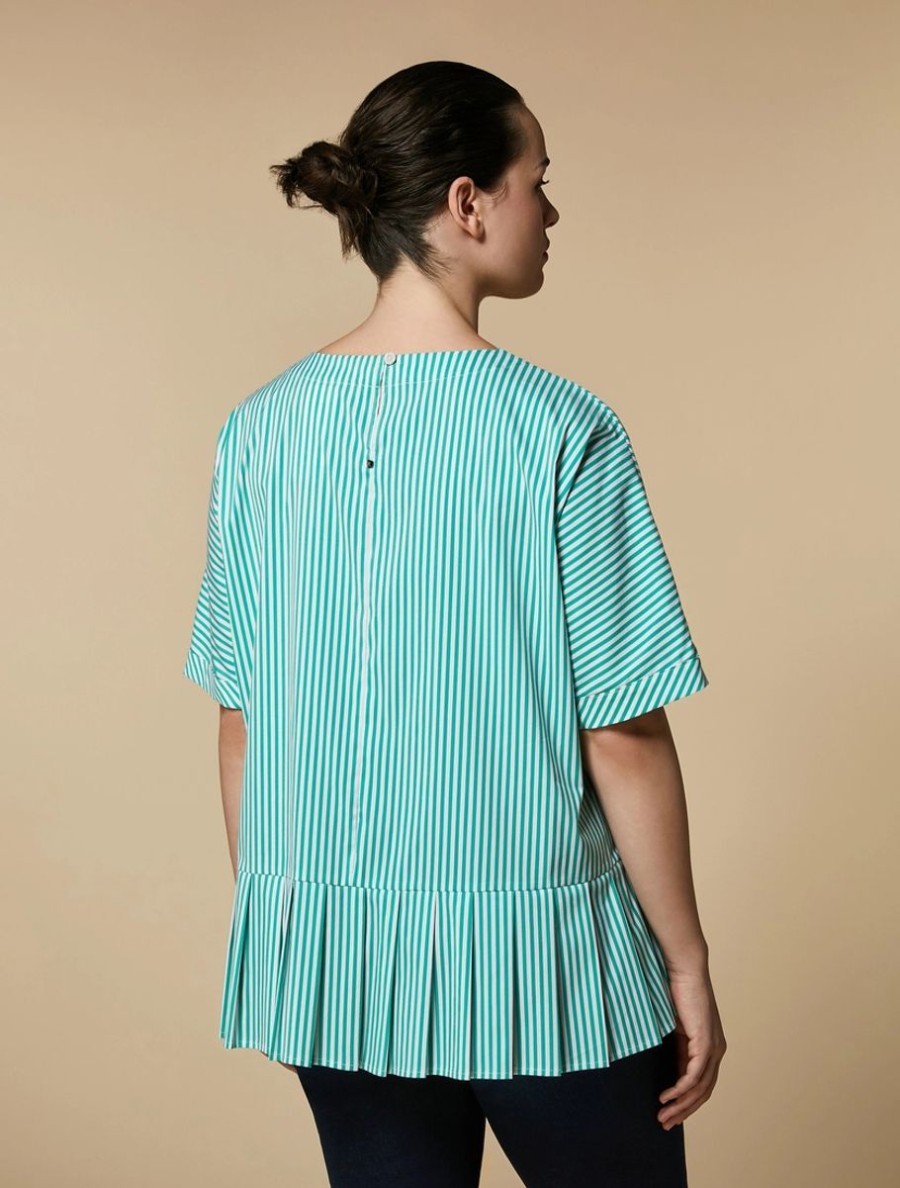 Abbigliamento Marina Rinaldi | Blusa In Misto Cotone Verde Pastello