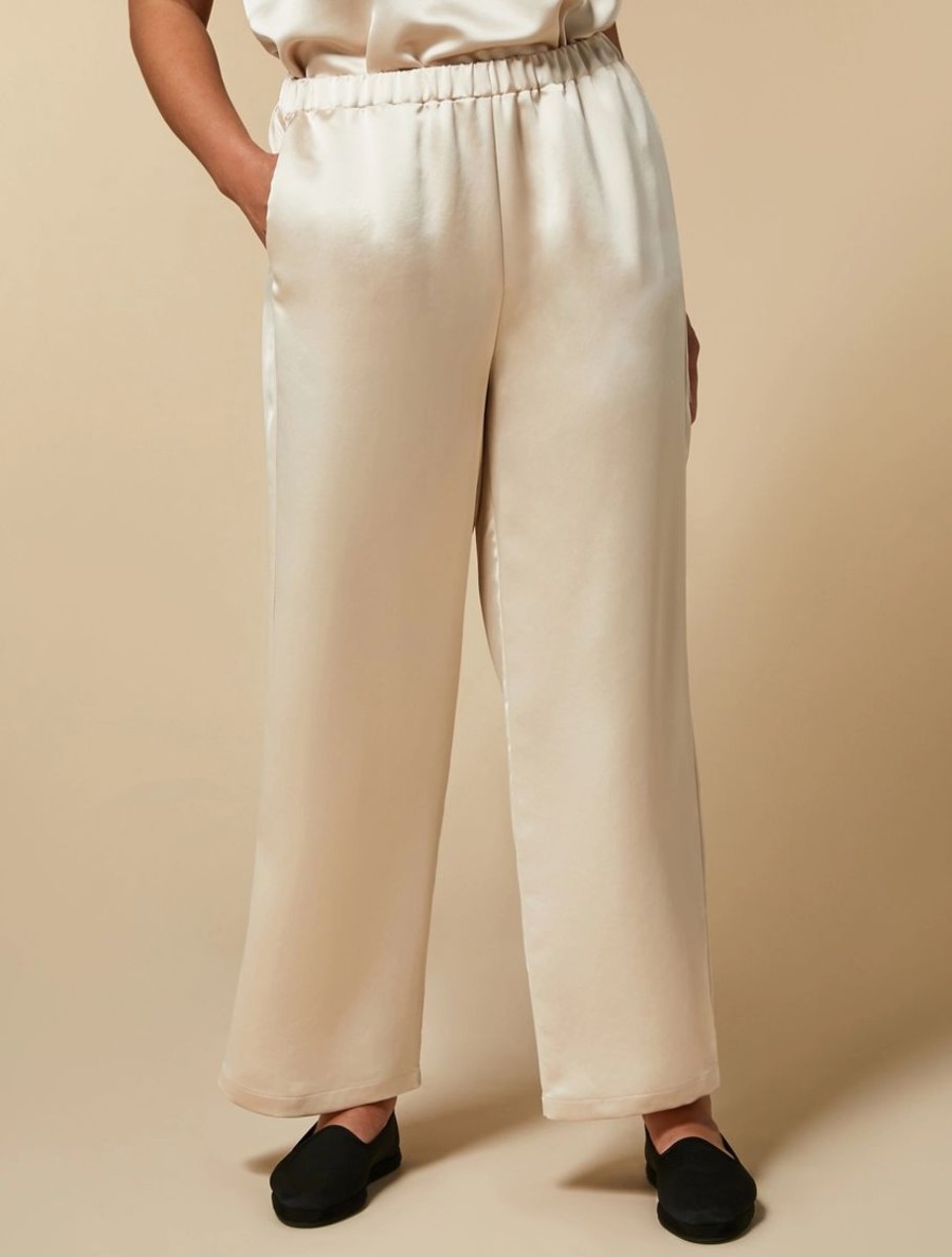 Abbigliamento Marina Rinaldi | Pantaloni In Raso Bianco