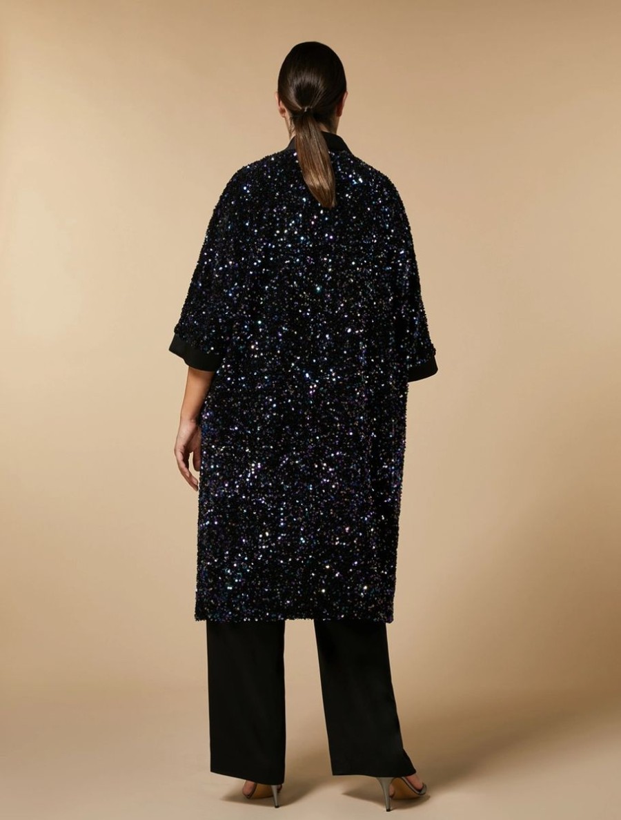 Abbigliamento Marina Rinaldi | Tunica Kimono Con Paillettes Nero