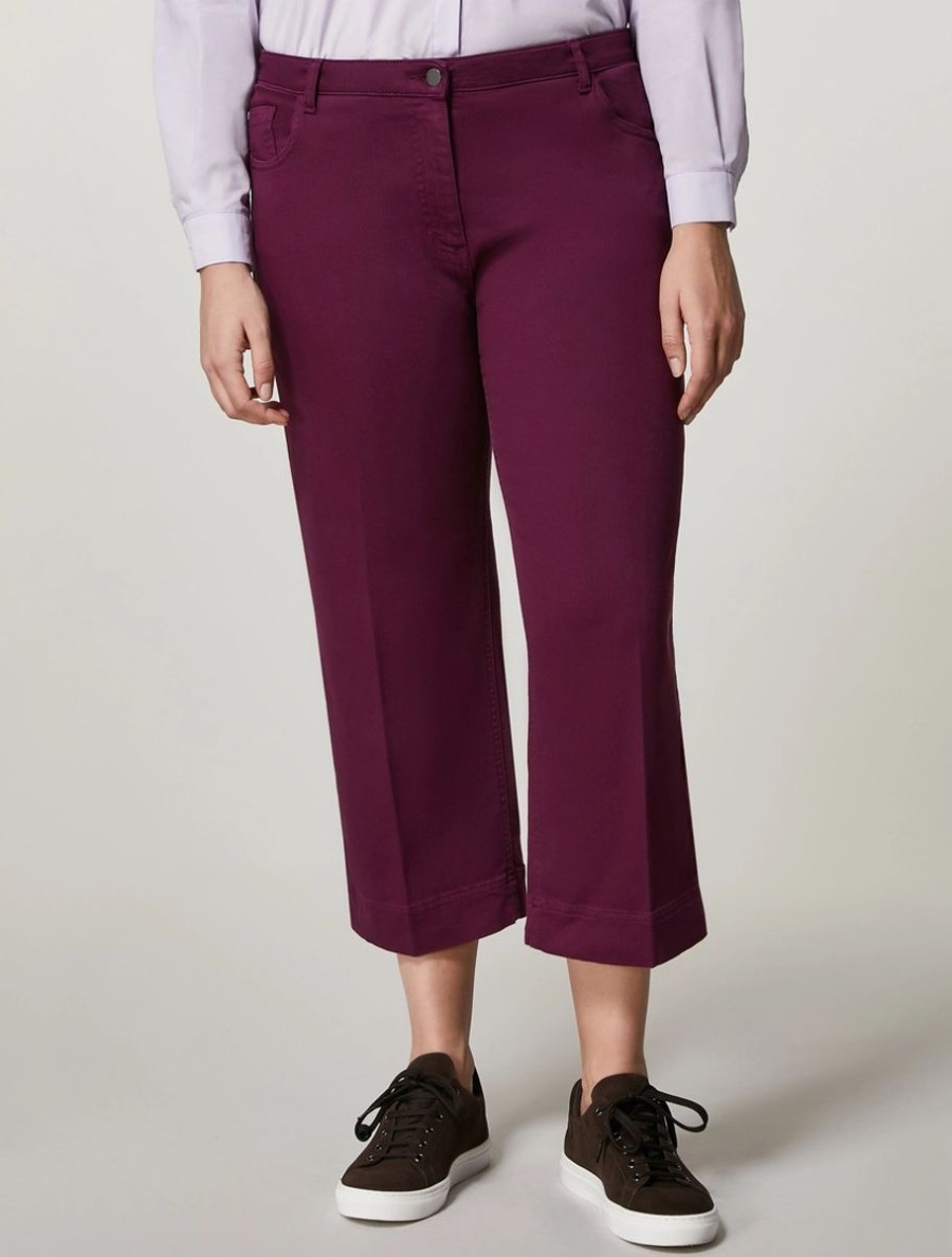 Abbigliamento Marina Rinaldi | Pantaloni In Cotone Elasticizzato Viola