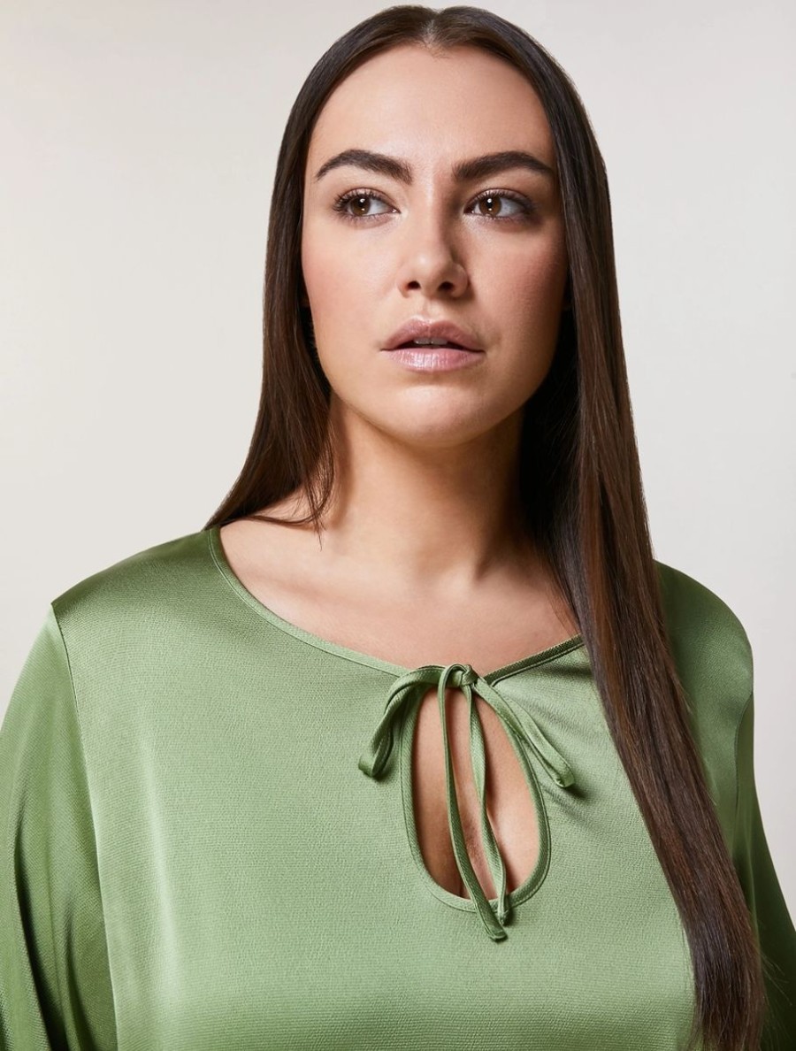 Abbigliamento Marina Rinaldi | Blusa In Raso Martellato Verde