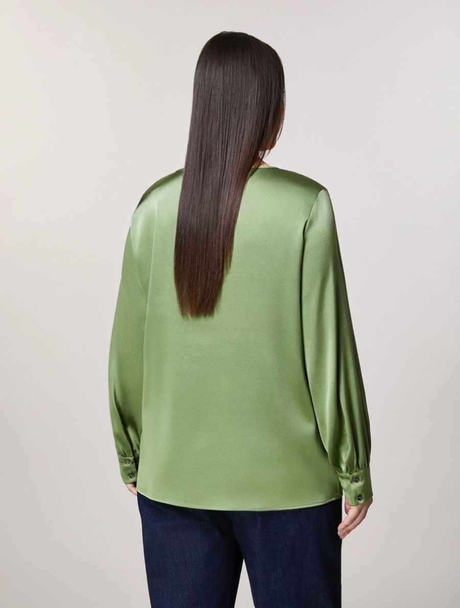 Abbigliamento Marina Rinaldi | Blusa In Raso Martellato Verde