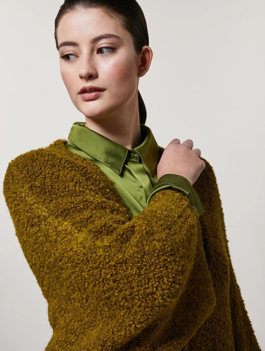 Abbigliamento Marina Rinaldi | Cardigan Boucle Verde Oliva