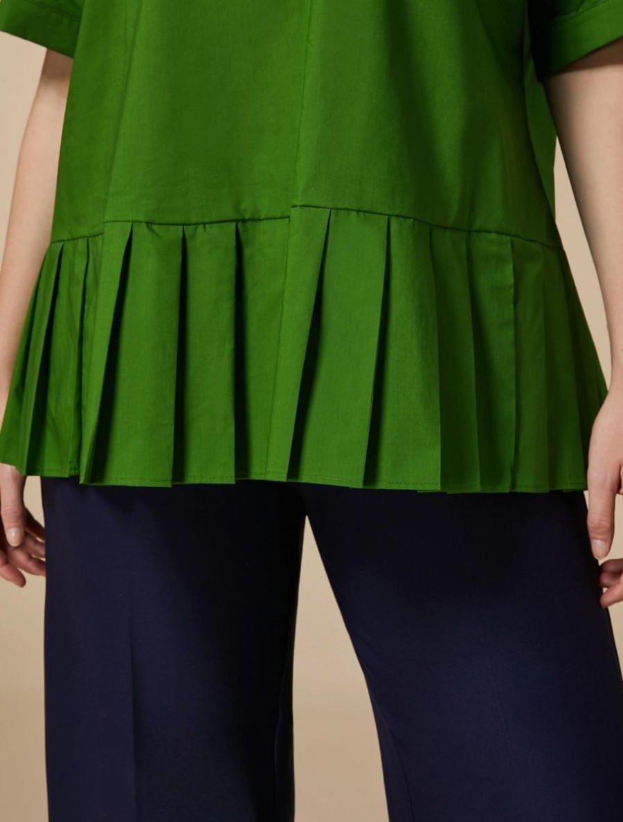 Abbigliamento Marina Rinaldi | Blusa In Popeline Di Cotone Verde