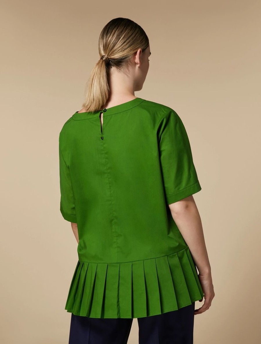 Abbigliamento Marina Rinaldi | Blusa In Popeline Di Cotone Verde