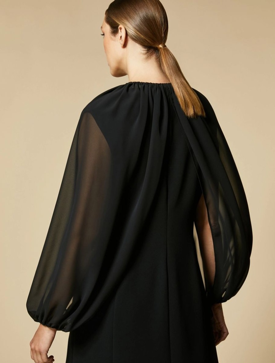 Cerimonia Marina Rinaldi | Coprispalle In Georgette Crepe Nero