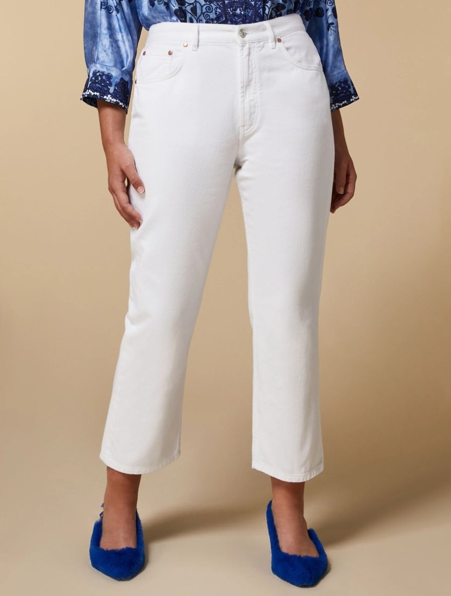 Abbigliamento Marina Rinaldi | Jeans Svasati In Denim Bianco