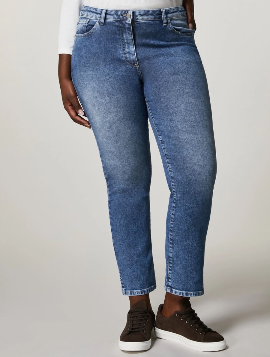 Abbigliamento Marina Rinaldi | Pantaloni In Denim Di Cotone Sci Blu