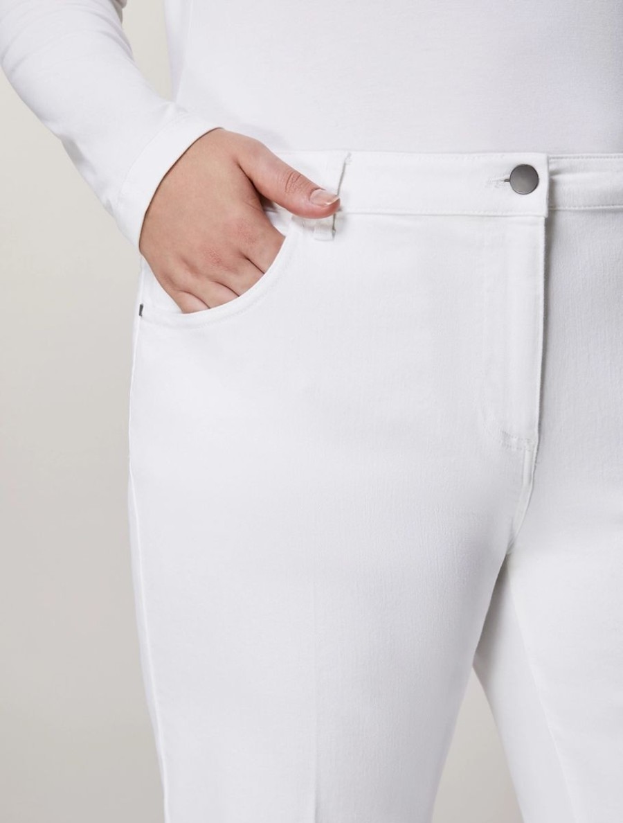 Abbigliamento Marina Rinaldi | Pantaloni In Cotone Elasticizzato Bianco