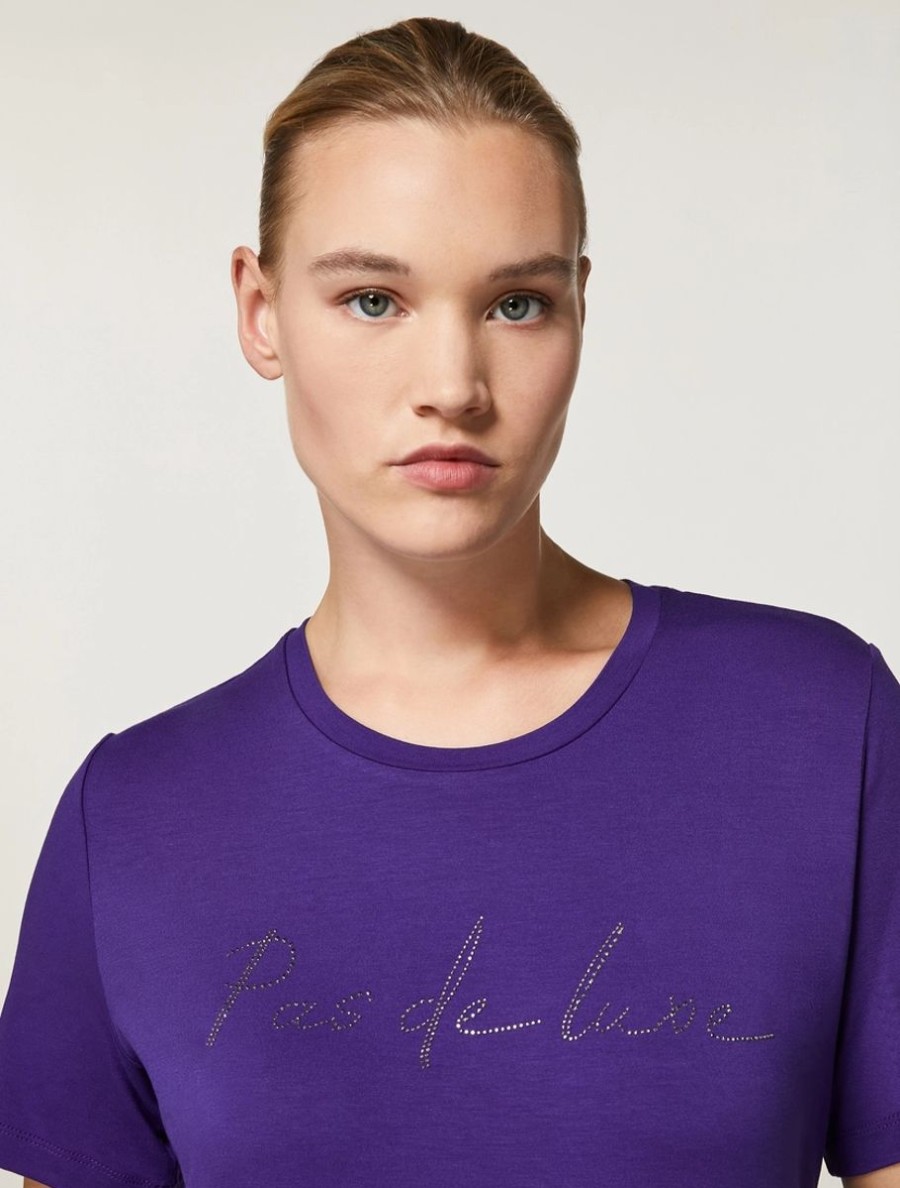 Abbigliamento Marina Rinaldi | T-Shirt In Jersey Di Viscosa Viola