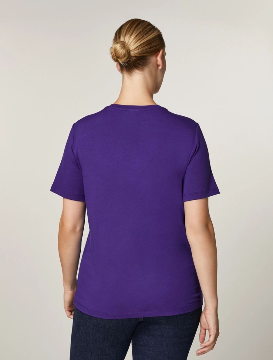 Abbigliamento Marina Rinaldi | T-Shirt In Jersey Di Viscosa Viola