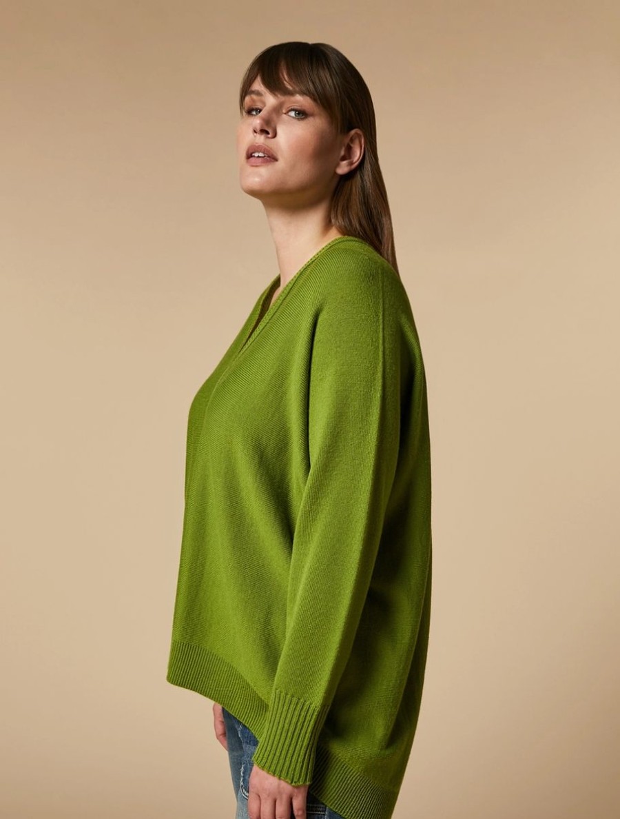 Abbigliamento Marina Rinaldi | Maglione In Misto Lana Verde Oliva