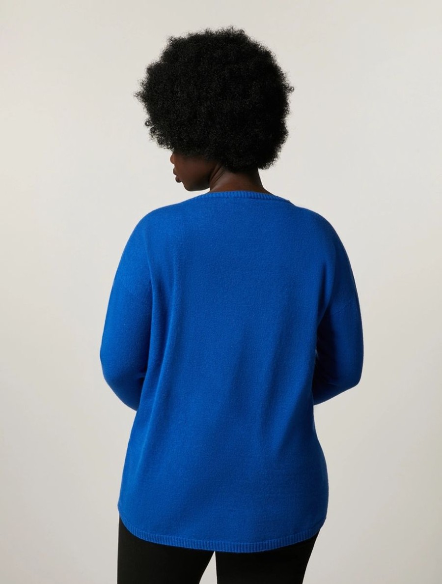 Abbigliamento Marina Rinaldi | Maglia In Misto Cashmere Blu Cina