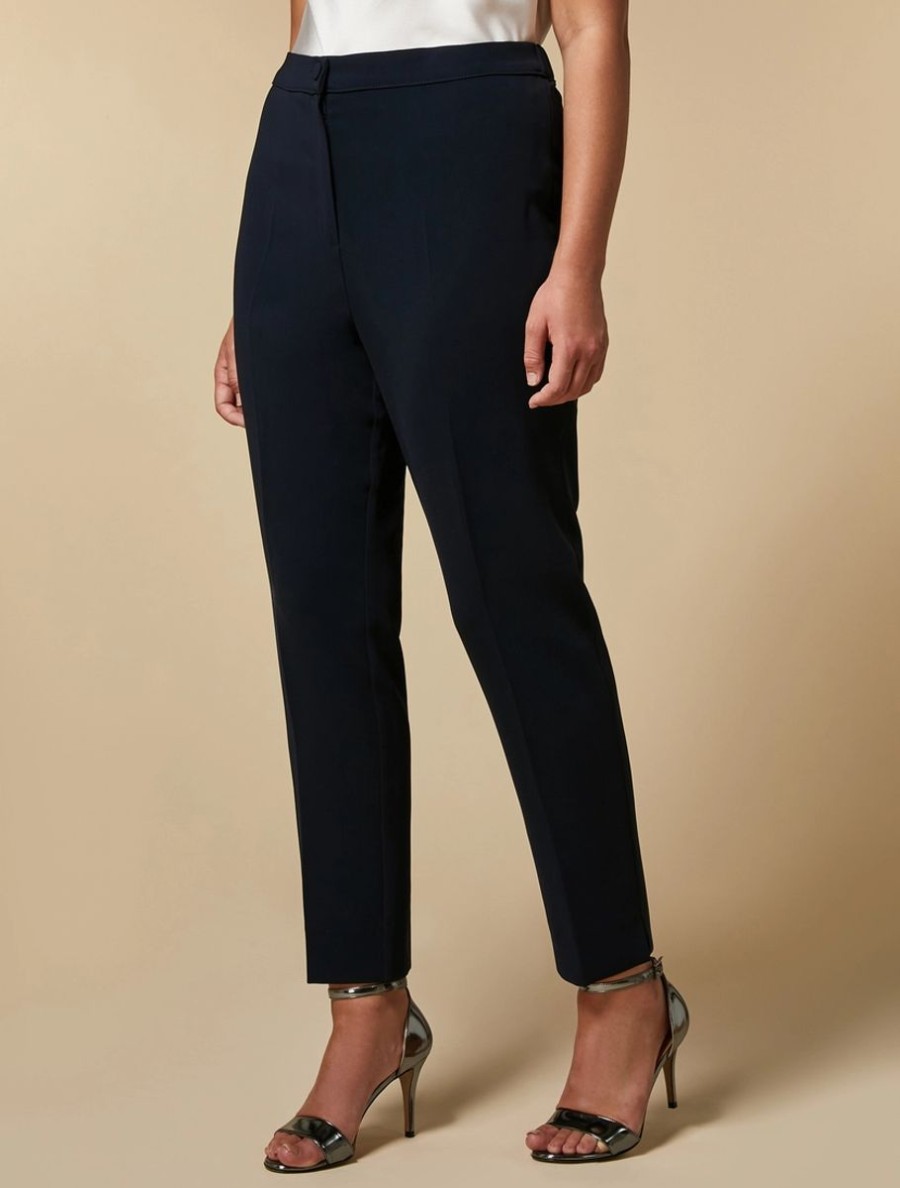 Abbigliamento Marina Rinaldi | Pantaloni Slim In Triacetato Blu Notte