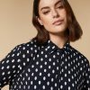 Abbigliamento Marina Rinaldi | Camicia In Crepe De Chine Stampata Marina Scuro