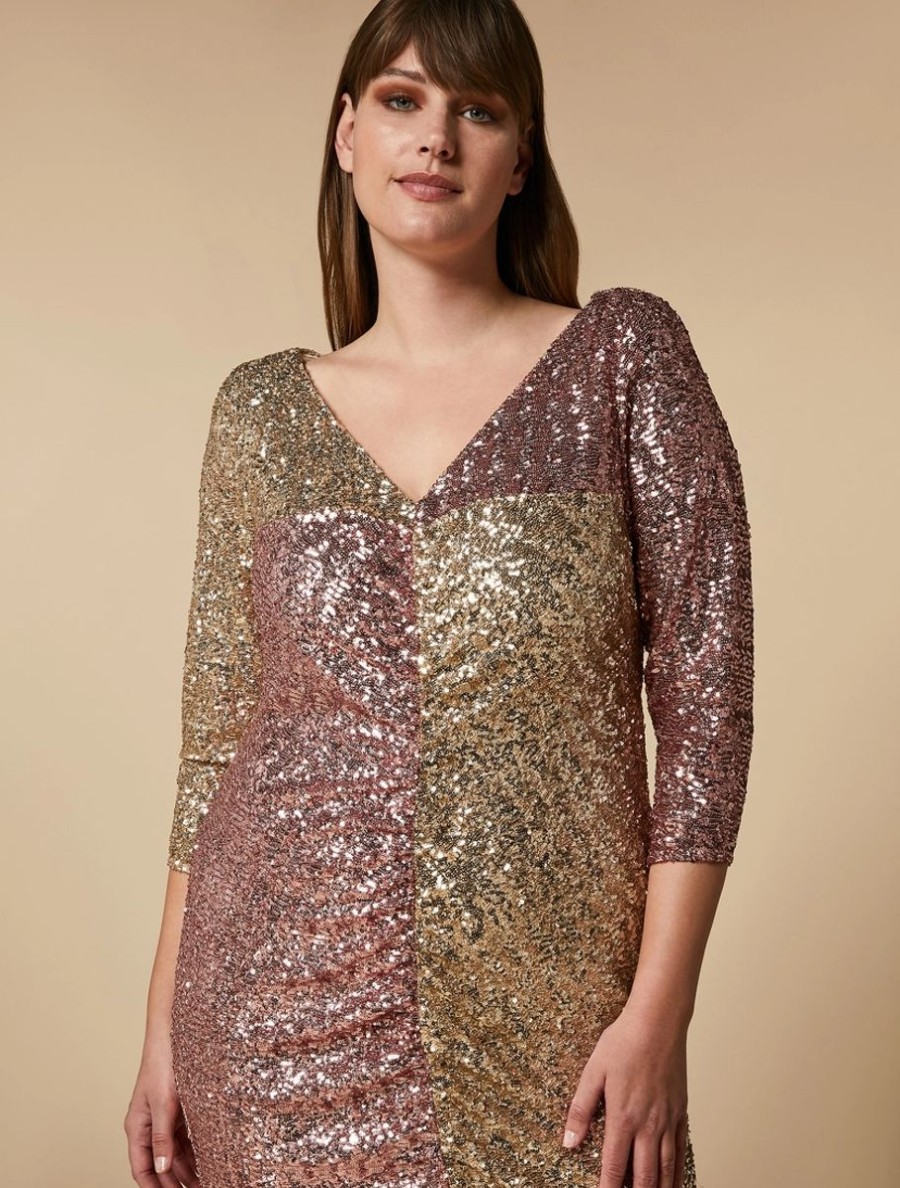 Abbigliamento Marina Rinaldi | Abito Lungo In Paillettes Oro