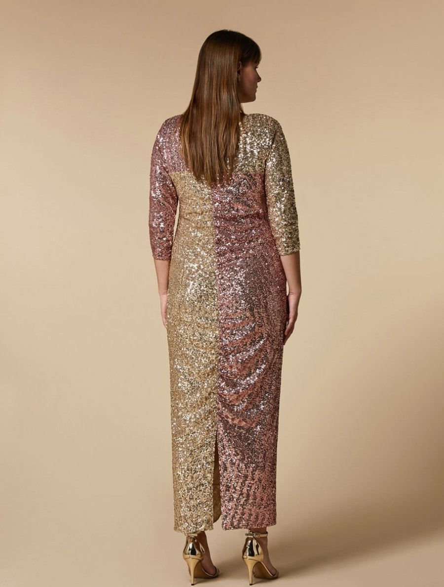 Abbigliamento Marina Rinaldi | Abito Lungo In Paillettes Oro