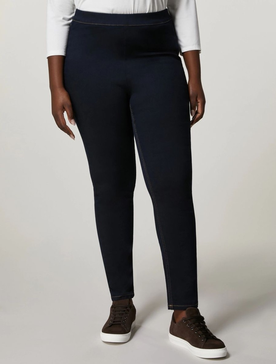 Abbigliamento Marina Rinaldi | Leggings In Denim Di Cotone Marina Scuro