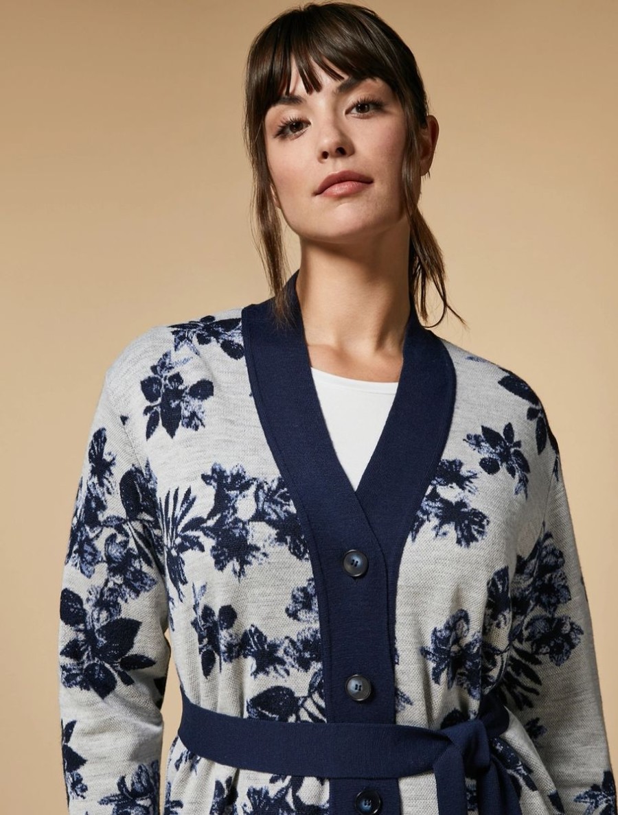 Abbigliamento Marina Rinaldi | Cardigan In Filato Misto Lana Marina Scuro