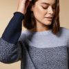 Abbigliamento Marina Rinaldi | Maglia Bicolore In Lana E Cashmere Marina Scuro