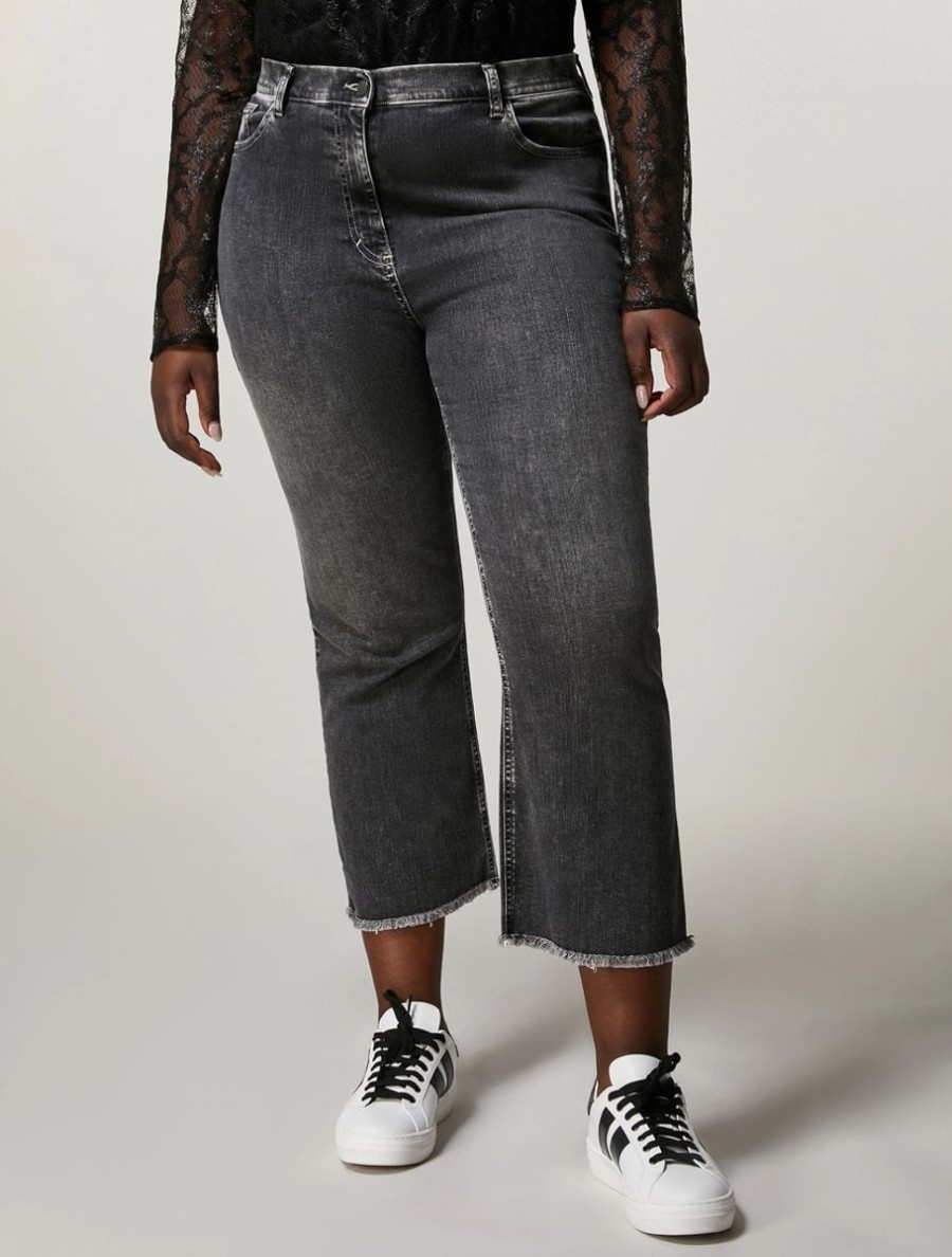 Abbigliamento Marina Rinaldi | Pantaloni In Denim Elasticizzato Nero