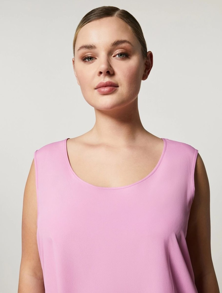 Abbigliamento Marina Rinaldi | Top In Misto Seta Fucsia