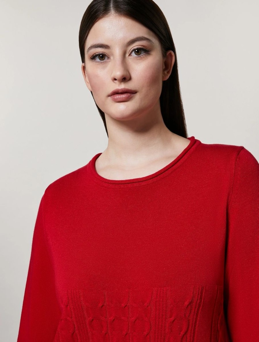 Abbigliamento Marina Rinaldi | Maglia In Viscosa Stretch Rosso